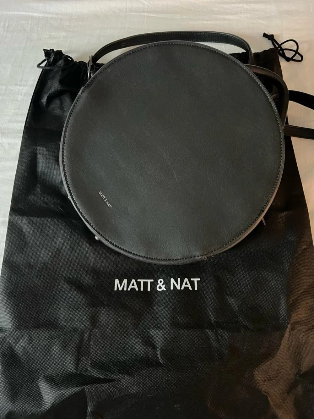Matt & Nat Black Circular Vegan Leather Backpack